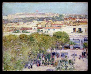 Place Centrale og Fort Cabanas, Havana af Childe Frederick Hassam