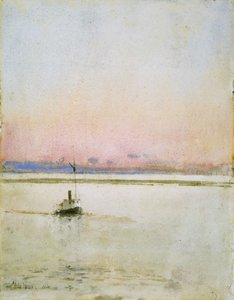 Solnedgang (akvarel på papir) af Childe Frederick Hassam