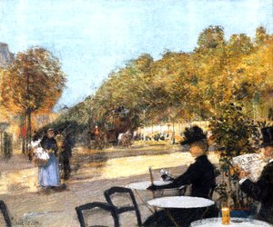 Cafeterrassen af Childe Frederick Hassam