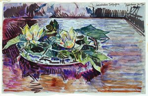 Tulipaner i en skål af Childe Frederick Hassam