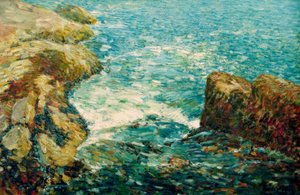 Surf og klipper af Childe Hassam