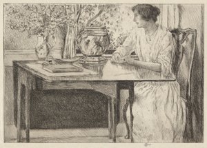 Colonial Table, Cos Cob, 1915 af Childe Hassam