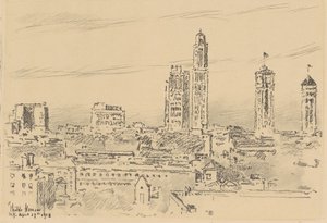 New York Skyline, lette bygninger af Childe Hassam