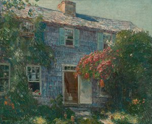Gammelt hus i East Hampton af Childe Hassam
