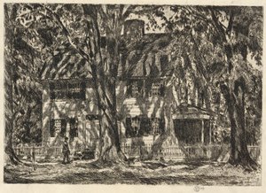Lion Gardner House, Easthampton af Childe Hassam