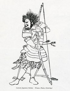 En gammel japansk bueskytte, illustration fra 