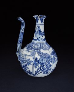 Blå og hvid kraak granatæble æwer malet med fugle og blomster, Wanli, 1580-1600 (porcelæn)