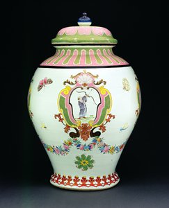 Cisterne malet med et design af Cornelis Pronk (1691-1759) c.1730 (porcelæn) (se 206565 for håndvask) af Chinese School