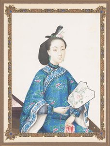 Indrammet portræt af Howquas kone, ca. 1850-70 af Chinese School