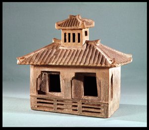 Begravelsesmodel af et hus, Han-dynastiet (206 f.Kr.-220 e.Kr.) (terracotta)
