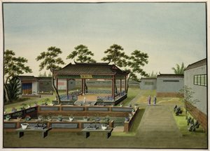 Havescene, ca. 1820-40 (wc på papir) af Chinese School