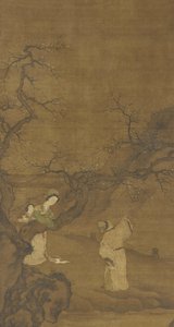 Mand og kvinde nyder blommeblomster, Ming- eller Qing-dynastiet, 15.-18. århundrede