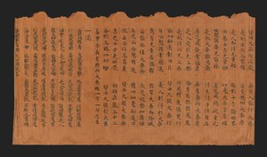 Manuskript af Sutraen på Højtidelig Opnåelse af Buddhahood (Datong fangguang chanhui miezui zhuangyan chengfo jing), 7.-8. århundrede (blæk på morbærfiberpapir) af Chinese School