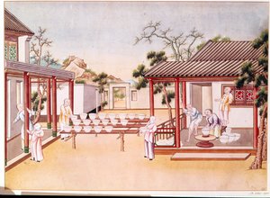 Porcelænsfremstilling (wc på papir) af Chinese School