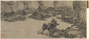 Scholars Retreat on the River, muligvis Qing-dynastiet (blæk på papir)