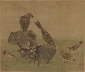 Spurve fodrer deres unger, Ming- eller Qing-dynastiet