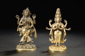 Tibeto kinesisk figur af en bodhisattva af Chinese School