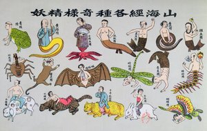 Forskellige reinkarnationer af sjælen i dyreformer, gengivet i Recherche sur les superstitions en Chine af Fader Henri Dore og udgivet i 1911 af Chinese School