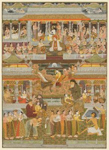 Elskere og elskede: En sammensætning af scener fra persisk, urdu- og sanskritlitteratur, ca. 1735. af Chitarman II