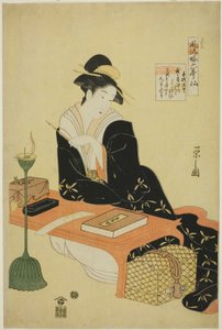 En elegant parodi på de seks poetiske udødelige (Furyu yatsushi rokkasen): Præsten Kisen af Chobunsai Eishi