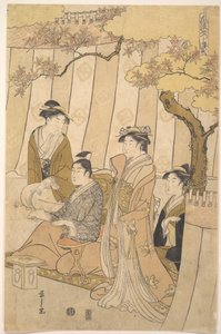 Prins Genji og tre unge kvinder af Chobunsai Eishi