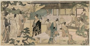 The Matsukaze Chapter of the Tale of Genji (fra serien The Tale of Genji in Elegant Modern Dress) af Chobunsai Eishi