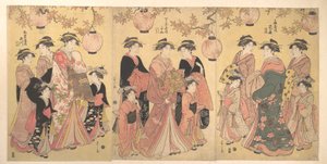 Yoshiwara-paraden om efteråret af Chobunsai Eishi