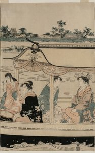 Kvinder i en lystbåd på Sumida-floden af Chobunsai Eishi