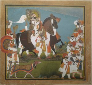 Maharana Bhim Singh and Retinue Begynder på jagt, ca. 1805-10.