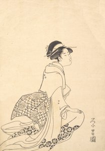 En kvinde, der knæler. af Chokosai Eisho