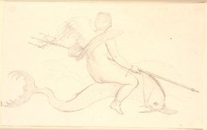 Amorin riddende på en delfin. Pompejiansk motiv af Christen Købke