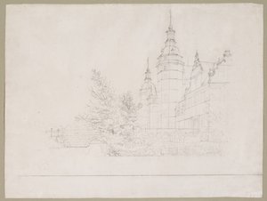 Frederiksborg Slot. Parti ved Møntbroen af Christen Købke