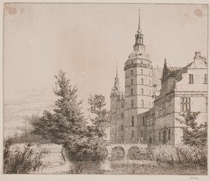 Frederiksborg Slot. Parti ved Møntbroen af Christen Købke