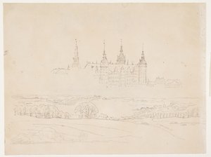 Studie til Glyptotekets "Efterårslandskab. Frederiksborg Slot i mellemgrunden" af Christen Købke