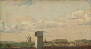 Udsigt fra et vindue på Toldbodvej mod Kastellet i København af Christen Købke