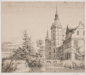 Frederiksborg Slot. Parti ved Møntbroen af Christen Købke