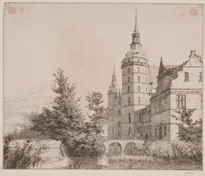 Frederiksborg Slot. Parti ved Møntbroen