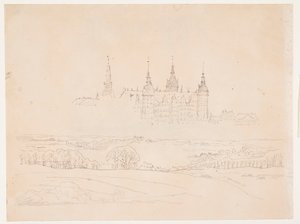Studie til Glyptotekets "Efterårslandskab. Frederiksborg Slot i mellemgrunden" af Christen Købke