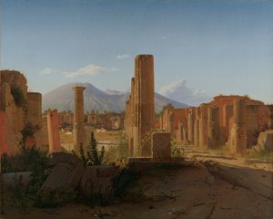 Forum i Pompeji med Vesuv i baggrunden, 1841