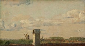 Udsigt fra et vindue i Toldbodvej Udsigt mod Kastellet i København, ca. 1833 (olie på papir lagt på lærred)