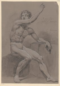 Siddende mand nøgen, set fra siden (3. præmie 1796)