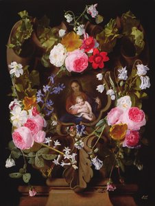 Madonna og barn omgivet af en blomsterkrans (Madonna og barn ved en anden hånd)