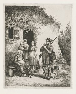Selskab foran et hus