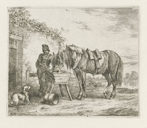 Hest ved en foderautomat
