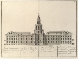 Imperial Library and Kunstkammer Fra: Bygningen af Imperial Academy of Sciences, 1741 af Christian Albrecht Wortmann