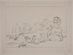 Dyrenes forsamling. Illustration til "Reinike Fuchs" af Christian David Gebauer