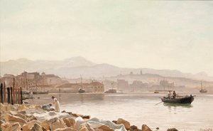 Tørring af ark på kysten før Split, Kroatien af Christian Frederick Emil Eckardt
