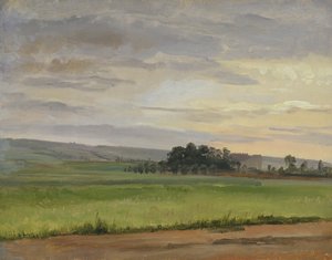 En kornmark nær Dresden, 1833 (olie på papir lagt på pap)