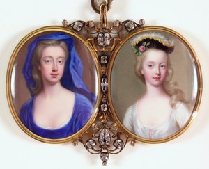 Lady Henrietta Cavendish Holles Harley og hendes datter Margaret (emalje) (se også 3076141) af Christian Friedrich Zincke