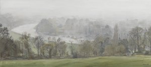 In a Mist (Silver) - Thames from Richmond Hill, Mists, 2015 (olie på lærred) af Christian Furr